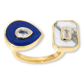 Rarities Sterling Silver Goldclad Howlite, Lapis, & White Topaz Ring, Size 7