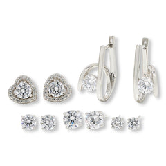 Absolute Sterling Silver 8.71ctw Boxed Stud & Hoop Earrings 5pc Set