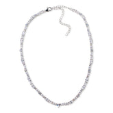 Absolute Sterling Silver Simulated Diamond Mixed Cut Tennis Necklace
