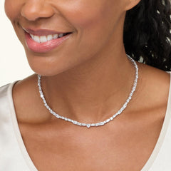 Absolute Sterling Silver Simulated Diamond Mixed Cut Tennis Necklace