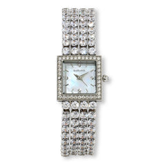 Absolute Sterling Silver 4-strand cubic Zirconia Square Watch,