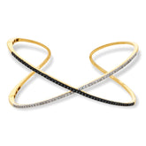 Rarities Sterling Silver Goldclad 3/4ctw Diamond Double Helix Crisscross Hinged Cuff, 6-3/4"