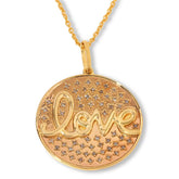 Rarities Sterling Silver Goldclad Champagne Diamond Inspirational "LOVE" Medallion Necklace, 16"