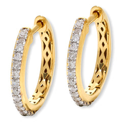 Rarities Sterling Silver Goldclad 1/4ctw Diamond Huggie Hoop Earrings