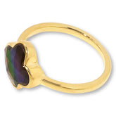 Canadian Ammolite Gems Ammolite Triplet Gold-Plated Clover-Shaped Ring, Size 9