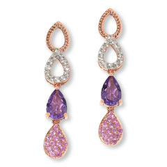 Colleen Lopez Sterling Silver amethyst & Sapphire Multi-Pear Drop Earrings