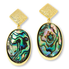 HSN Goldtone Oval Abalone Drop Earrings