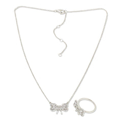 Absolute Sterling Silver 3ctw Bow Ring & Necklace 2-piece Set, Size 8