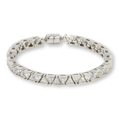 Absolute Sterling Silver Trilliant-cut Magic Magnet Clasp Line Bracelet, 8"