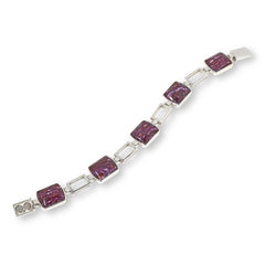 Jay King Sterling Silver Red Coral-Purple Shell Reversible Bracelet