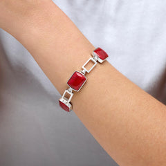 Jay King Sterling Silver Red Coral-Purple Shell Reversible Bracelet