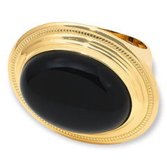 Bellezza Bronze Black Chalcedony Antique Replica Solitaire Ring, Size 7