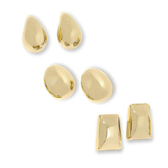 Bellezza Bronze Large Puffy Button Stud Earrings 3-piece Set