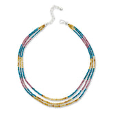 Jay King Sterling Silver Multicolor Multigemstone Bead 3Row Necklace