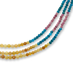 Jay King Sterling Silver Multicolor Multigemstone Bead 3Row Necklace