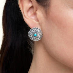 Chaco Canyon Sterling Silver Sleeping Beauty Turquoise Stud Earrings