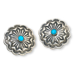 Chaco Canyon Sterling Silver Sleeping Beauty Turquoise Stud Earrings