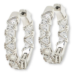 Absolute Sterling Silver Trilliant Cut 3/4" Inside-Outside Hoop Earrings