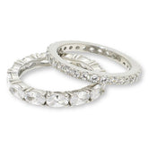 Absolute Sterling Silver Oval & Round Eternity Ring 2-piece Set, Size 6