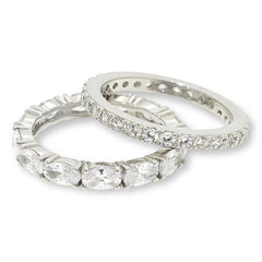 Absolute Sterling Silver Oval & Round Eternity Ring 2-piece Set, Size 6