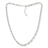 Fiorenza Sterling Silver Twisted Herringbone Adjustable Chain Necklace, 20"