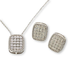 Colleen Lopez Sterling Silver 1/5ctw Diamond Pavé Cushion Jewelry Set