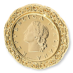 Bellezza Bronze 20 Lira Coin Byzantine Frame Ring, Size 7