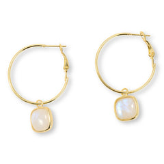 Connie Craig Carroll Jewelry Moonstone Drop Hoop Earrings