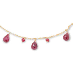 Connie Craig Carroll Goldtone Abigail Red Corundum Charm Necklace, 20"