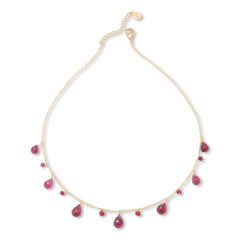Connie Craig Carroll Goldtone Abigail Red Corundum Charm Necklace, 20"