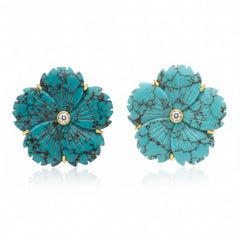 Connie Craig Carroll Goldtone Composite Turquoise Shell Flower Drop Earrings