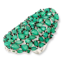 Colleen Lopez Sterling Silver 8.3ctw Emerald Cluster Ring, Size 10