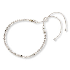 Fiorenza Sterling Silver Daisy Sparkle Chain Adjustable Bracelet
