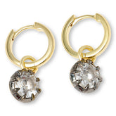 Rarities Sterling Silver Black-Accented Rock Crystal Hugger Hoop Earrings