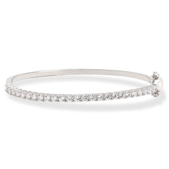 Absolute Sterling Silver Round Magnetic Clasp Tennis Bangle Bracelet, 7-1/4"