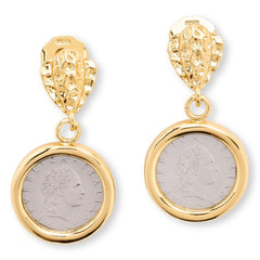 Bellezza 50 Lira Mini Coin Bronze Drop Earrings