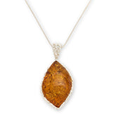 Amber Extraordinaire Sterling Silver Cognac Amber Statement Adjustable Necklace,
