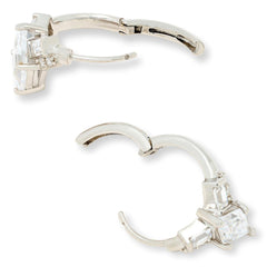 Absolute Sterling Silver 2.85ctw Mixed Cut Hugger Hoop Earrings