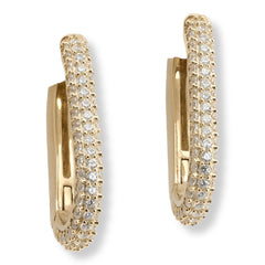Absolute Sterling Silver Goldclad 1.70ctw Pavé Oval Hoop Earrings
