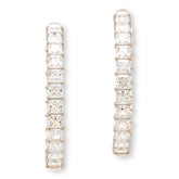 Absolute Sterling Silver Princess Cut Inside-Outside Hoop Earrings, 1-1/2"