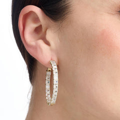 Absolute Sterling Silver Princess Cut Inside-Outside Hoop Earrings, 1-1/2"