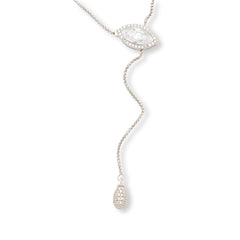 Absolute Sterling Silver 3.10ctw Pear Drop Lariat Necklace, 16"