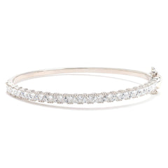 Absolute Sterling Silver Triangle Magnetic Clasp Tennis Bangle Bracelet, 7"