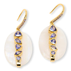 Rarities Sterling Silver Goldclad Tanzanite & Moonstone Drop Earrings