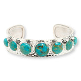Jay King Sterling Silver Cabochon Compressed Turquoise Hammered Cuff Bracelet,