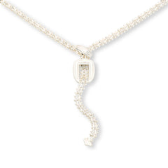 Imperial Silver Diamond-Cut Wheat Design Lariat Necklace, 18"