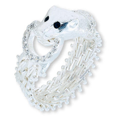 Imperial Silver Lamé Mesh Diamond-Cut Sterling Silver Panther Ring, Size 8