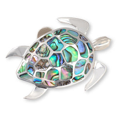 Jay King Sterling Silver Abalone Turtle Pin/Pendant