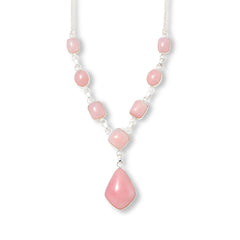 Jay King Sterling Silver Peruvian Pink Opal Station Drop Necklace, 18"