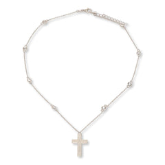 Absolute Sterling Silver 2.50ctw Platinum-Plated Cross Necklace